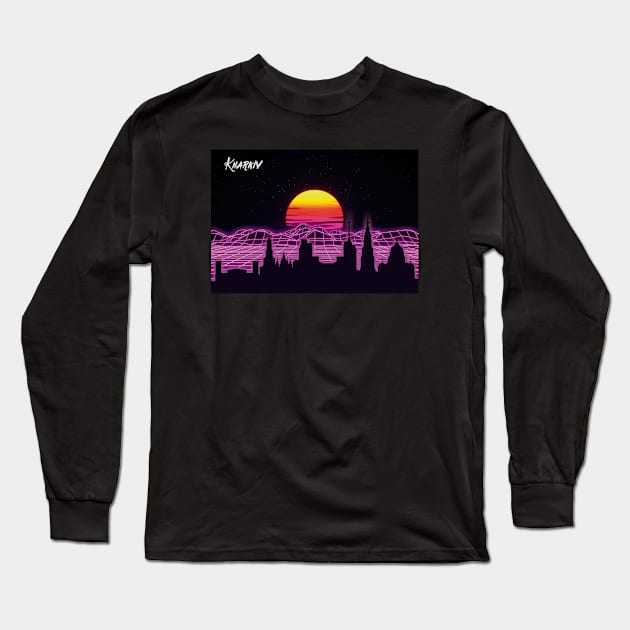 Kharkiv Outrun Neon Nights Long Sleeve T-Shirt by Ferrazi